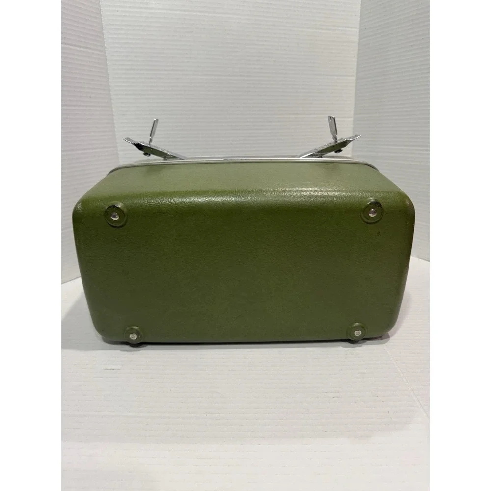 Vintage Samsonite Train Case Green Vanity Makeup Travel Case Tray Key & Mirror - Picture 7 of 7